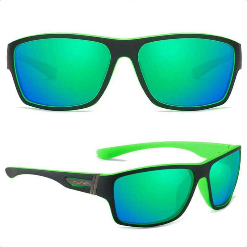 Fish 419 Performance Gear - Bluewater Polarized HD Sunglasses Black & Green/Green