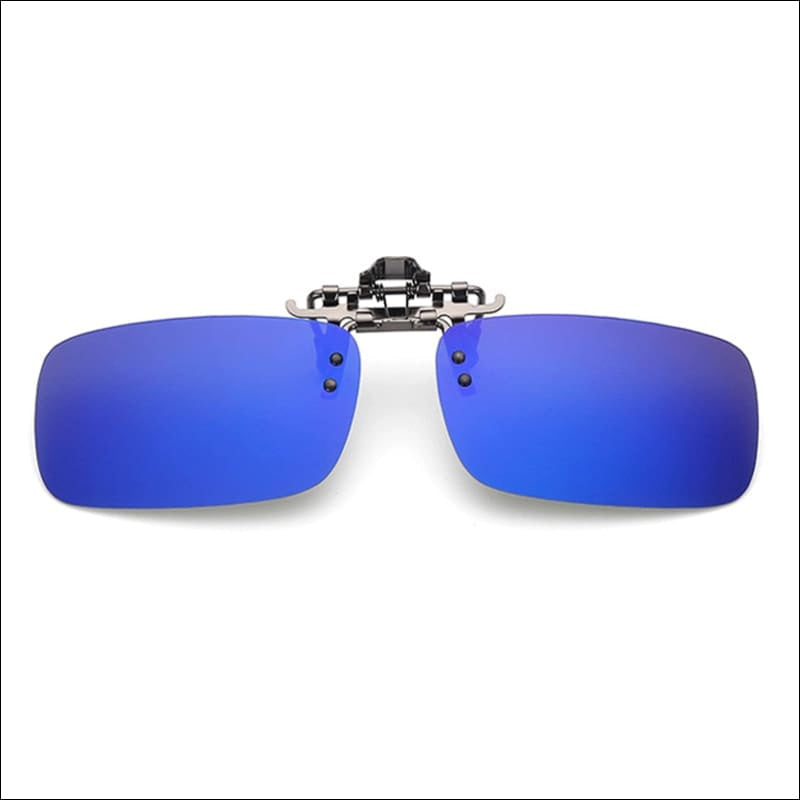 Fish 419 Clip On Sunglasses - Rectangle / Blue