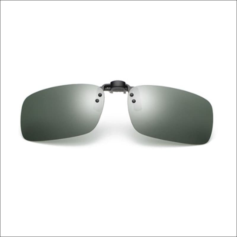 Fish 419 Clip On Sunglasses - Rectangle / Green Tint - Sunglasses
