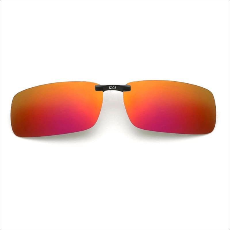 Fish 419 Clip On Sunglasses - Rectangle / Red Sunburst