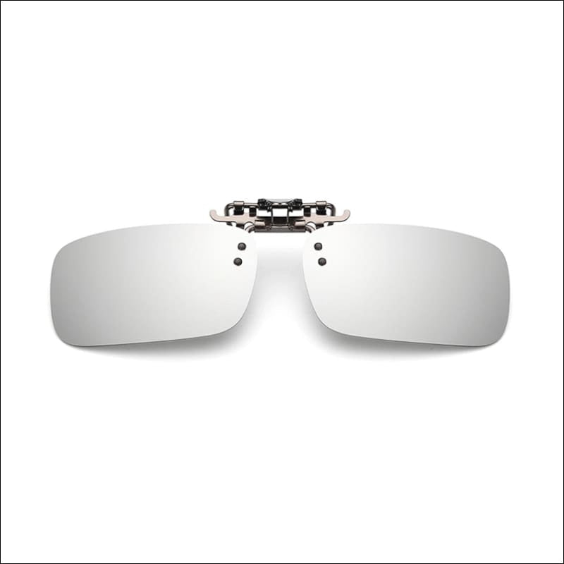 Fish 419 Clip On Sunglasses - Rectangle / Silver