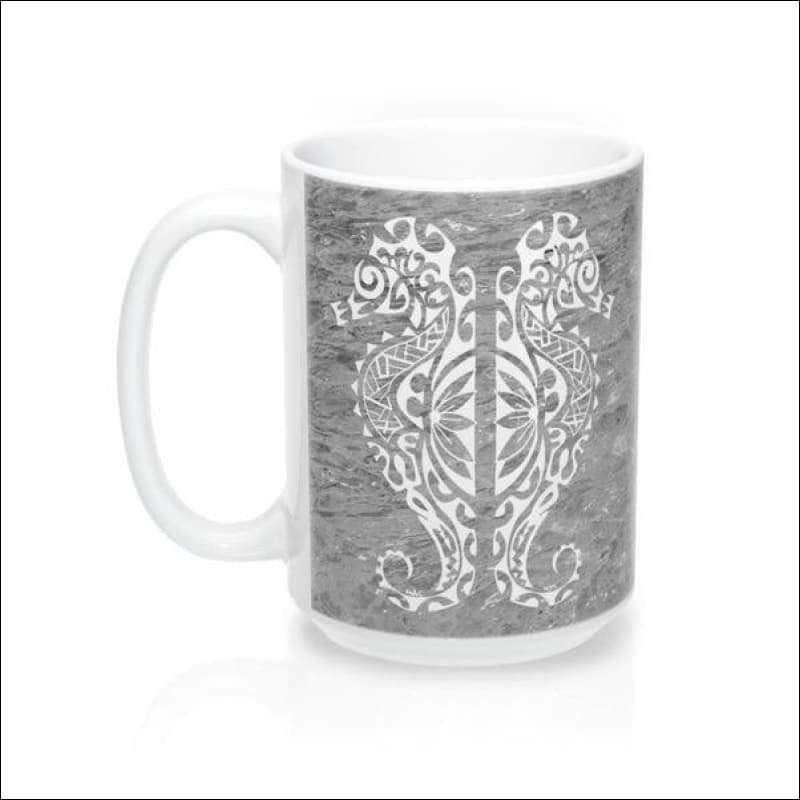 Polynesian Seahorse Mug 15 oz - 4 Color Choices - Gray - Drinkware