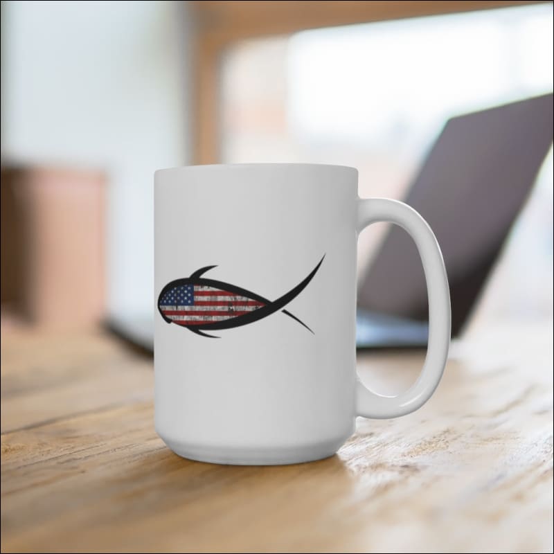 Vintage Fishing Clothes American Flag Fishing Mug