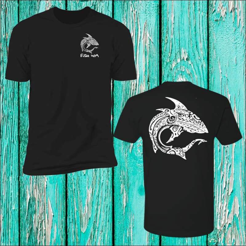 CustomCat Fish 419 Performance Gear - Polynesian Shark - Premium Short Sleeve Unisex T-Shirt Royal / L