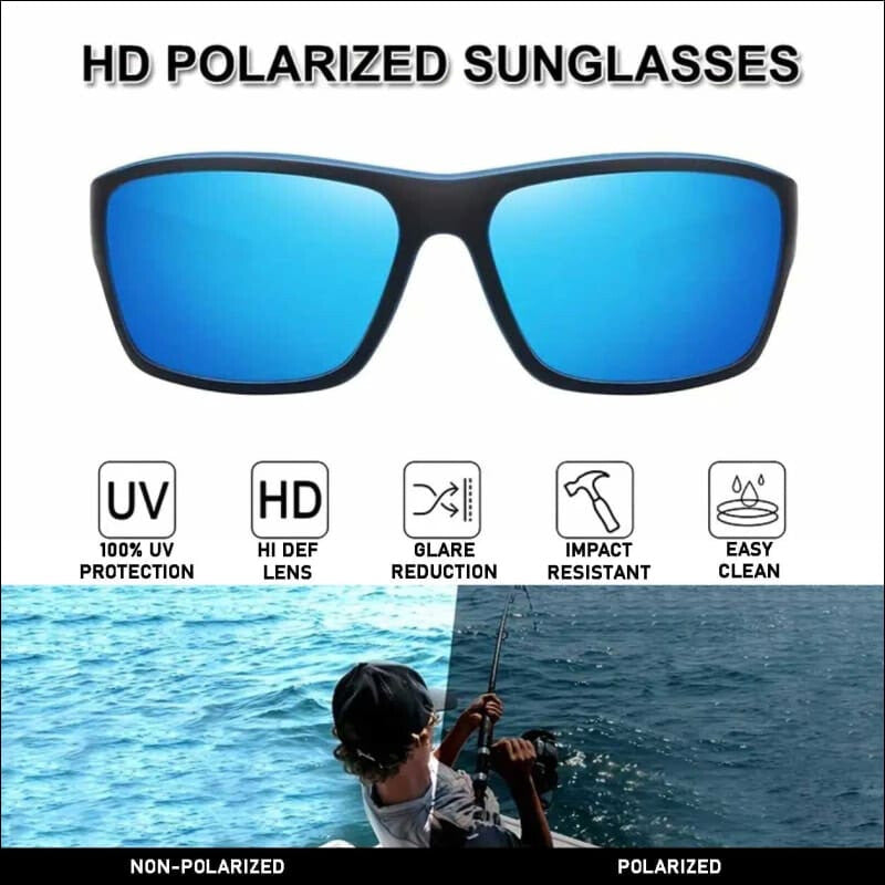 Fish 419 Performance Gear - Bluewater Polarized HD Sunglasses Black & Blue/Blue