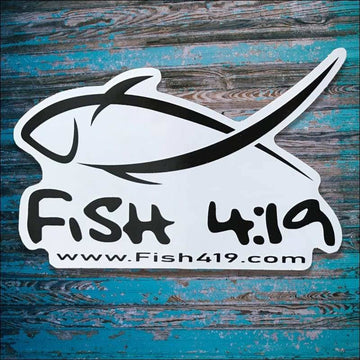 Fish 419 Decal in White and Black 3"