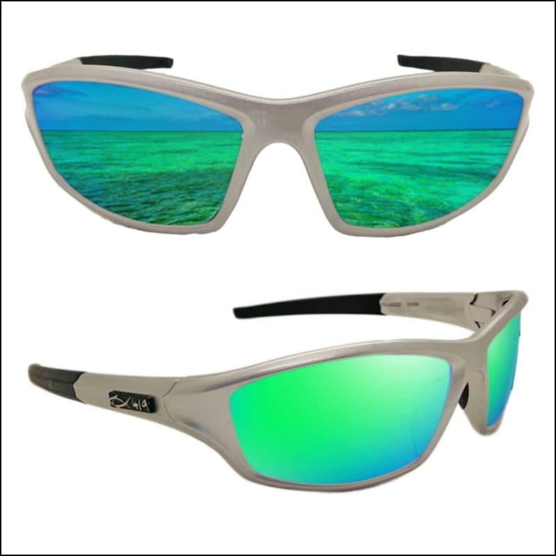 Fish 419 FOMNTT - Platinum Series Platinum/Green Sunglasses
