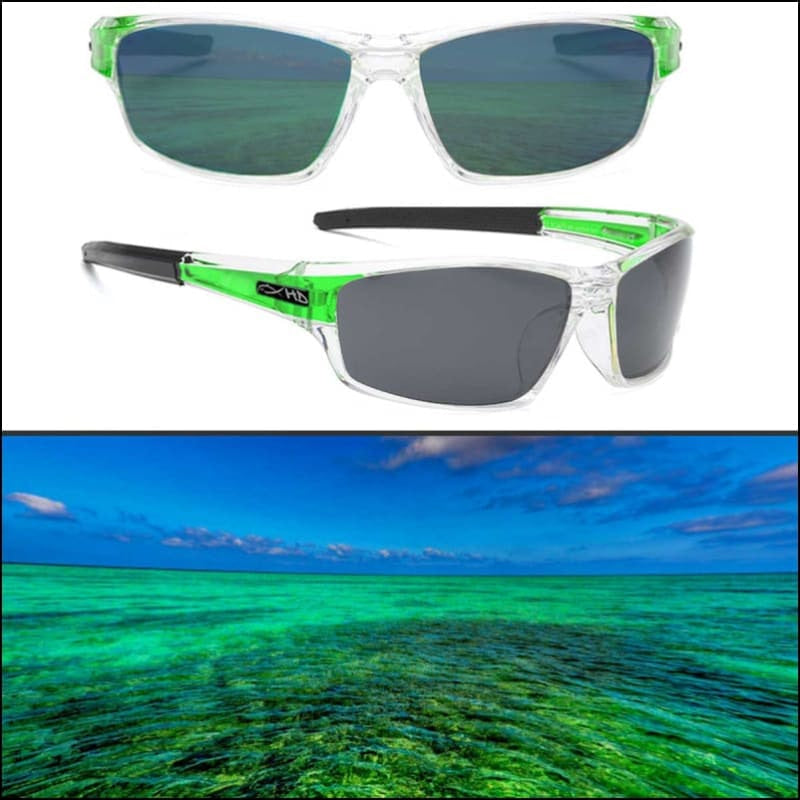 Polarized HD Perfection Sport Sunglasses - Green/Black Non - Mirror