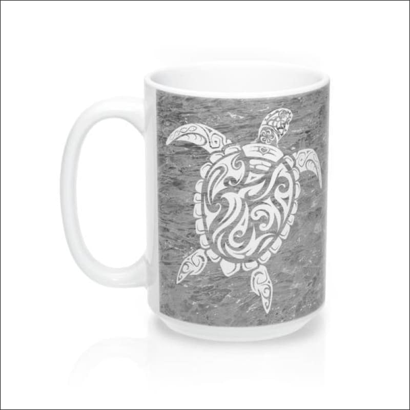 Polynesian Sea Turtle Mug 15 oz - 4 Colors Available - Gray - Drinkware