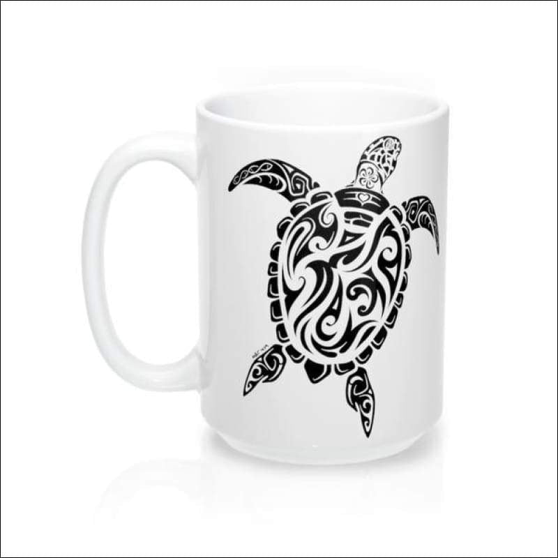 Polynesian Sea Turtle Mug 15 oz - 4 Colors Available - White - Drinkware