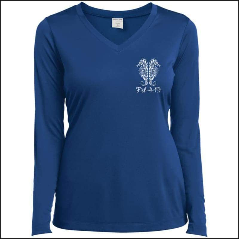 Seahorse Dry Fit Ladies LS Performance V-Neck T-Shirt - 6 Colors - True Royal / X-Small - T-Shirts
