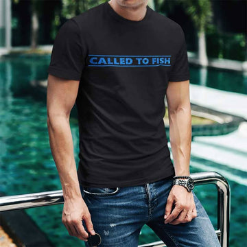 Fish 419 Men's collection Image with Black Called to Fish Logo on Man