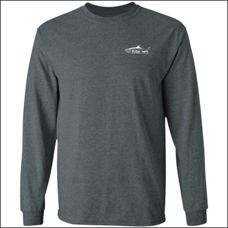 Fish 419 Performance Gear - Tarpon Design Long Sleeve Ultra Cotton T - Shirt - 3 Colors Dark Heather / M