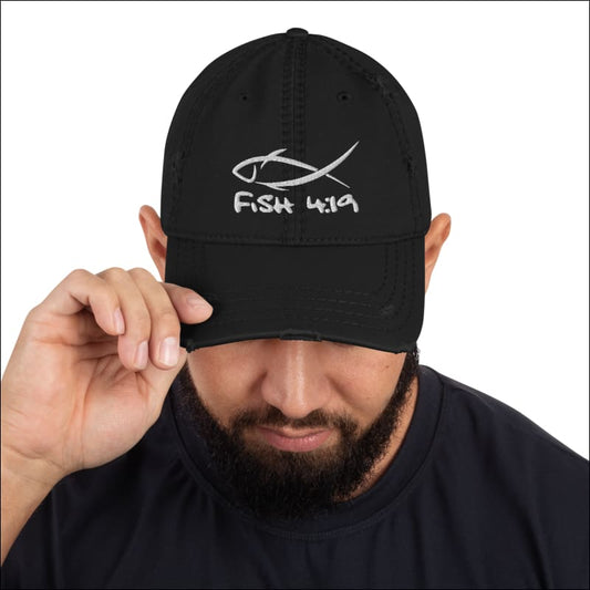 Called to Fish Distressed Dad Hat - Black