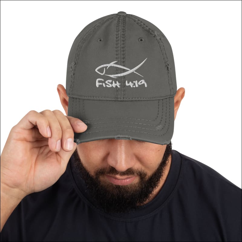 Called to Fish Distressed Dad Hat - Charcoal Grey