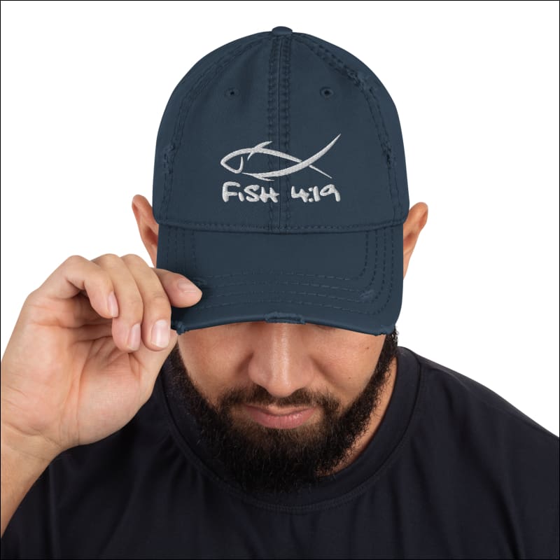 Called to Fish Distressed Dad Hat - Navy