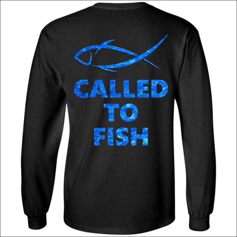 Fish 419 Performance Gear - Called to Fish Long Sleeve Ultra Cotton T - Shirt - 2 Colors Black/Blue / XL